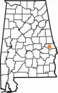 Map of Alabama with the county lines drawn out, Forestry, Wildlife, and Environment Faculty and Staff is highlighted.