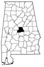 Map of Alabama with the county lines drawn out, Chilton Regional Research & Extension Center is highlighted.