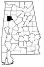 Map of Alabama with the county lines drawn out, Upper Coastal Plains Substation is highlighted.