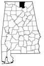 Map of Alabama with the county lines drawn out, Family Life Center is highlighted.