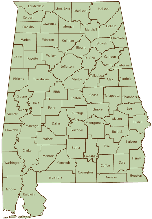 State of Alabama map