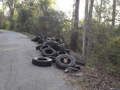 Tires piled up