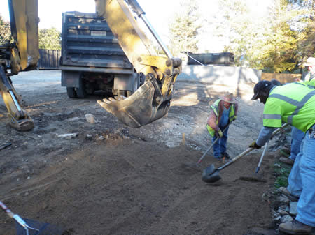 Construction of swale - shaping the channel